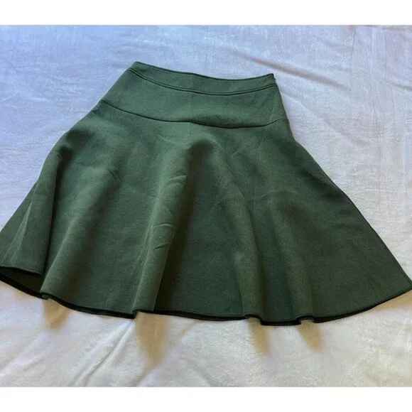N Yang Womens Stretch Flared Skater Skirt Large Green High Waist A-Line Stretch - Picture 6 of 9